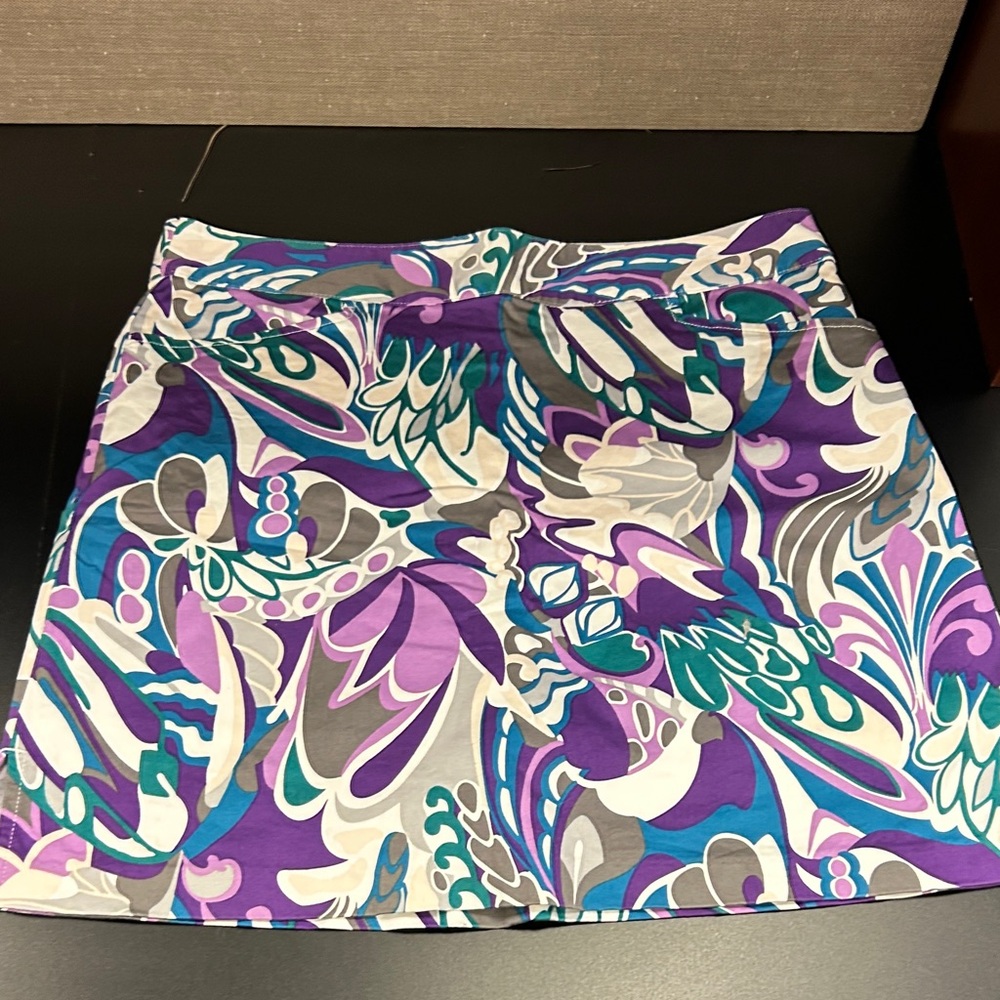 Lady Hagen Purple and Teal Patterned Skirt